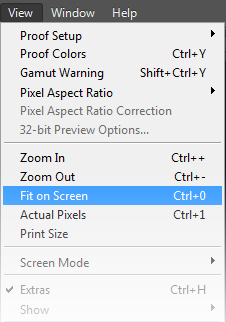 PhotoShop Fit on Screen menu