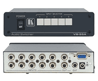Multi-input to one output audio switchers including RCS and XLR connectors and digital audio. Components