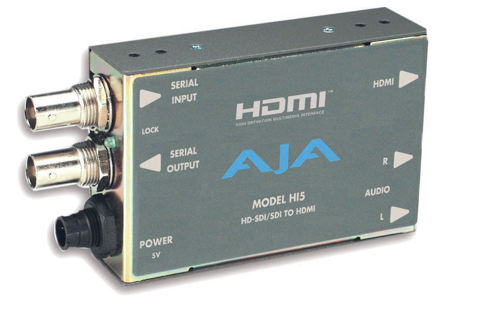 AJA Hi5 HD/SD SDI to HDMI and Audio Converter product image. Click to enlarge.