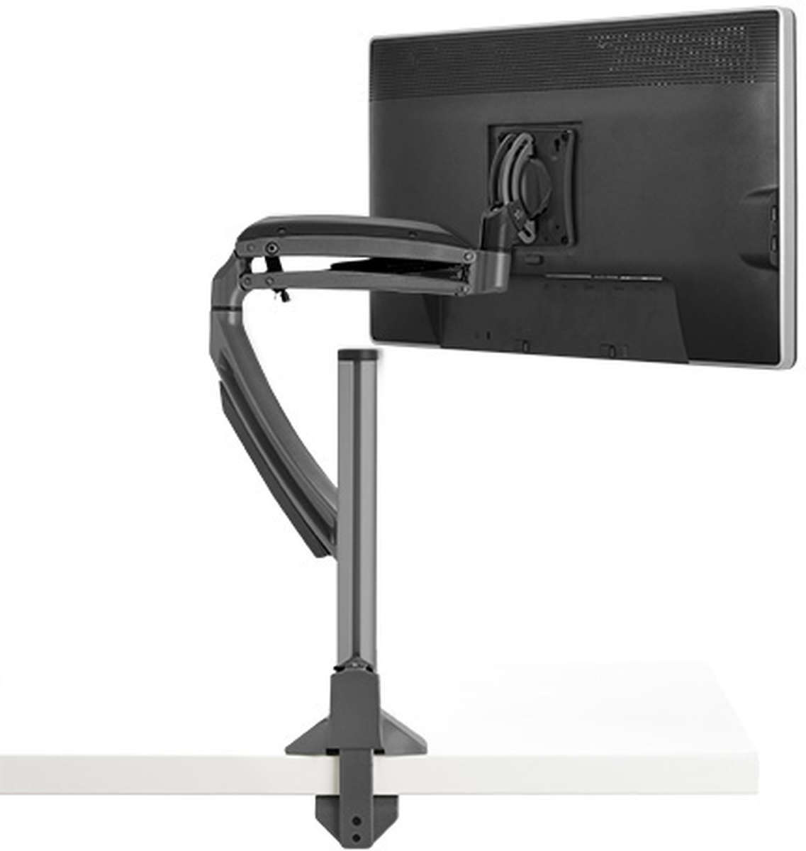 Chief K1C120B Kontour single monitor twin arm desk mount finished in black product image. Click to enlarge.