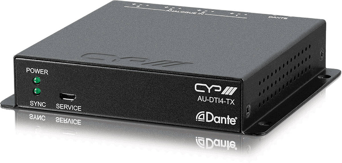 CYP AU-DTI4-TX 1:1 4 Channel Balanced Audio Dante Transmitter product image. Click to enlarge.