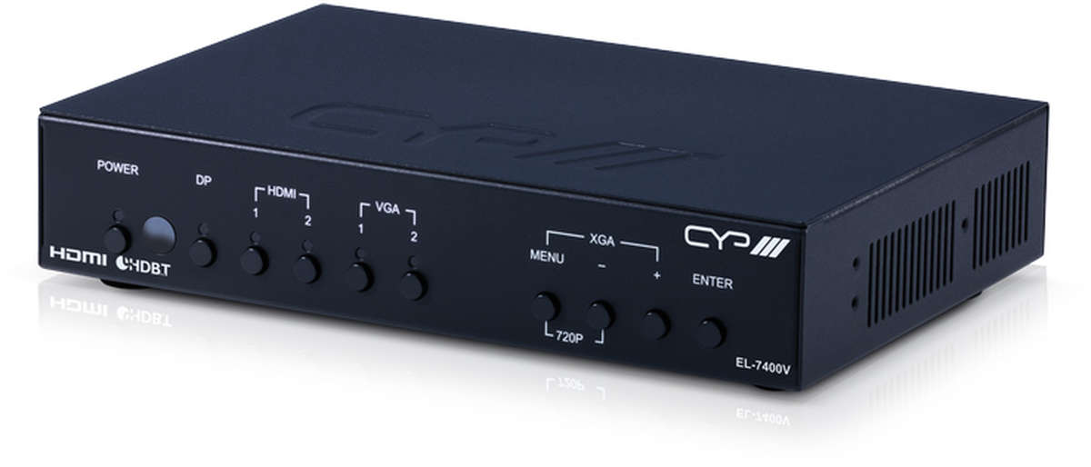 CYP EL-7400V 5:1×2 HDMI / VGA / DisplayPort / PoH Presentation Switcher & Scaler with HDMI & HDBaseT Outputs product image. Click to enlarge.