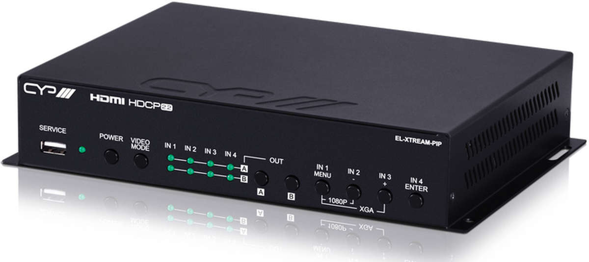 CYP EL-XTREAM-PIP 4×2 HDMI Matrix Switcher with PIP and P-and-P, Integrated Multi-View & Video Capture product image. Click to enlarge.