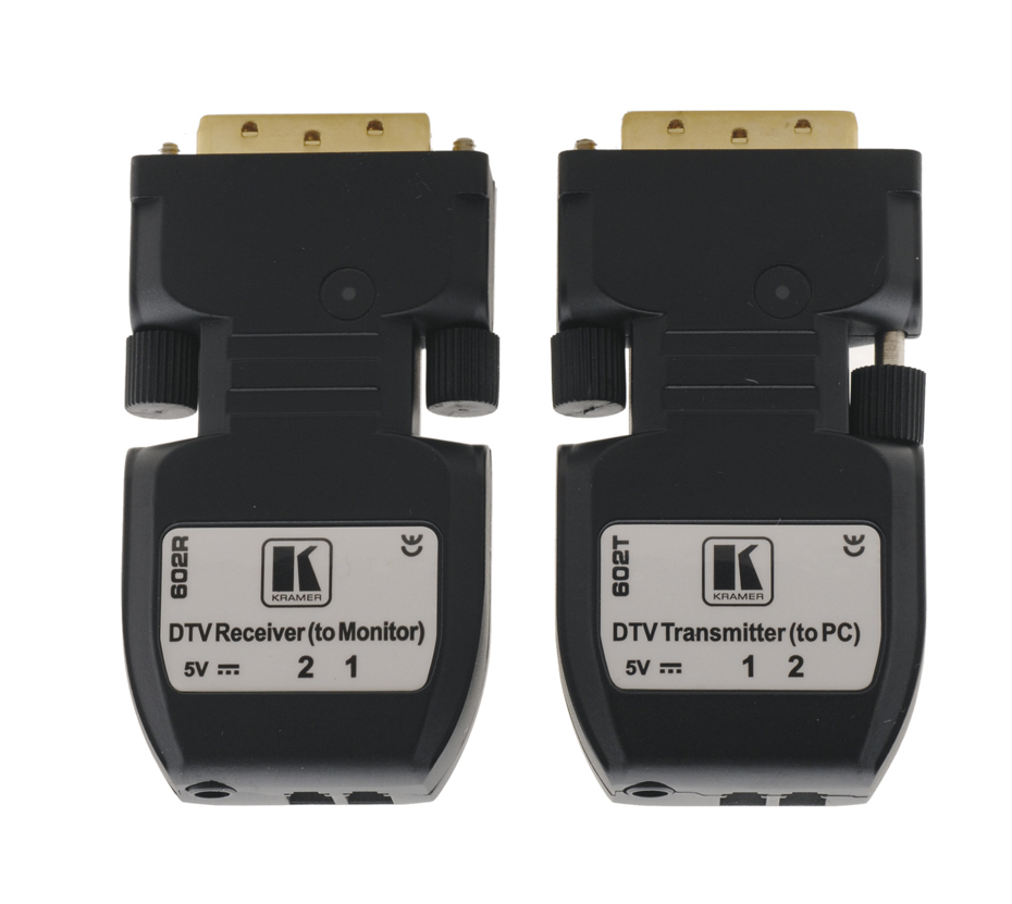 Kramer 602R/T 1:1 Single Link Detachable DVI Optical Transmitter and Receiver product image. Click to enlarge.