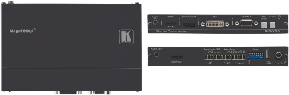 Kramer SID-X3N 4:1 Input Multi-Format Video over HDMI Switcher & Step-In Commander product image. Click to enlarge.