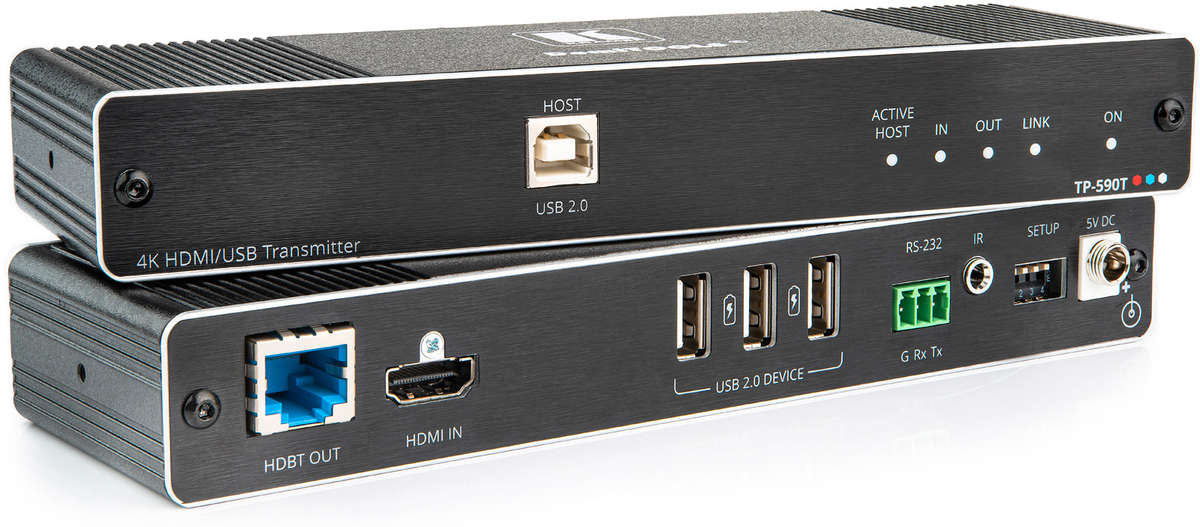 Kramer TP-590T 1:1 HDMI/USB/RS-232/IR over HDBaseT 2.0 Transmitter product image. Click to enlarge.