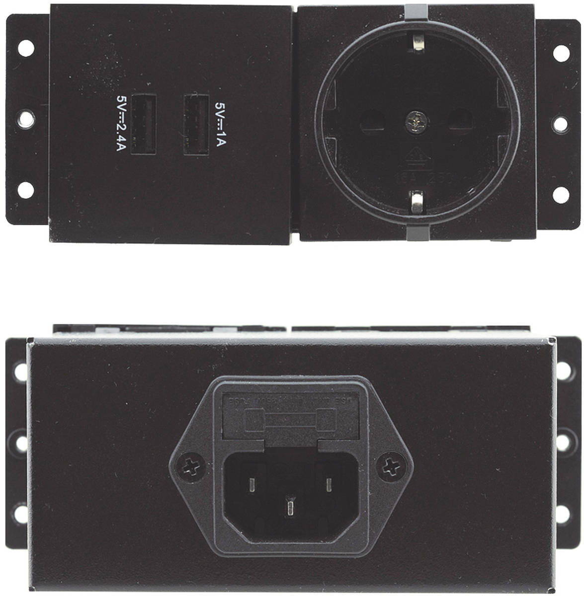 Kramer TS-UC TBUS power socket module with 2 USB charging ports product image. Click to enlarge.