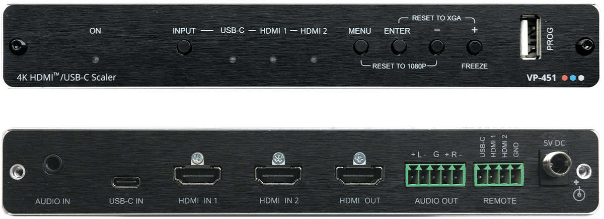 Kramer VP-451 18G 4K HDR HDMI ProScale™ Digital Scaler with HDMI and USB-C Inputs product image. Click to enlarge.