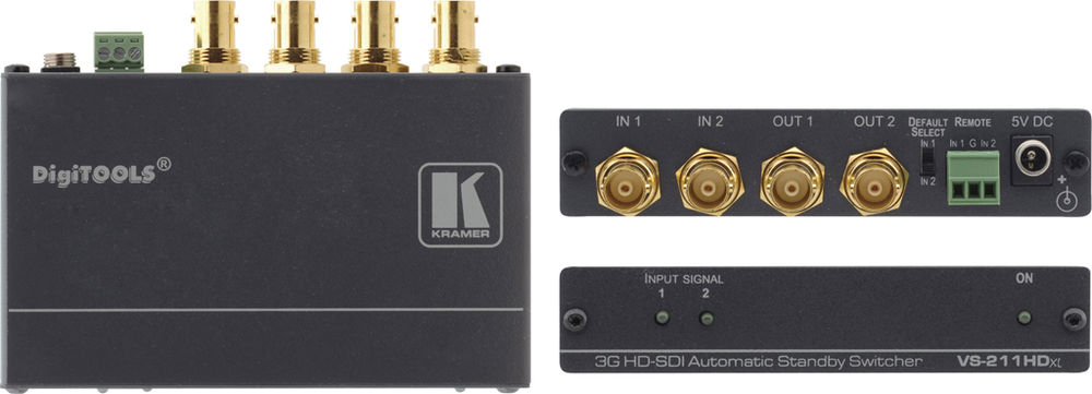 Kramer VS-211HDxl 2:1×2 3G HD-SDI Automatic Standby Switcher product image. Click to enlarge.