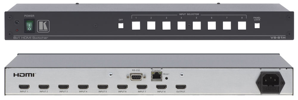 Kramer VS-81H 8:1 HDMI Switcher with cable equalization and reclocking product image. Click to enlarge.