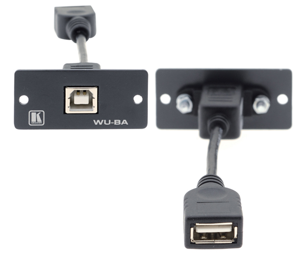 Kramer WU-BA USB-B female to USB-A cable female adapter product image. Click to enlarge.