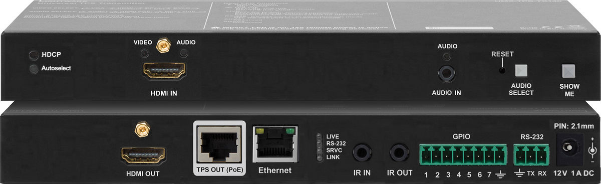 Lightware HDMI-TPS-TX220 1:1 HDMI/Analogue Audio/RS-232/IR/Ethernet HDBaseT over Twisted Pair Transmitter product image. Click to enlarge.