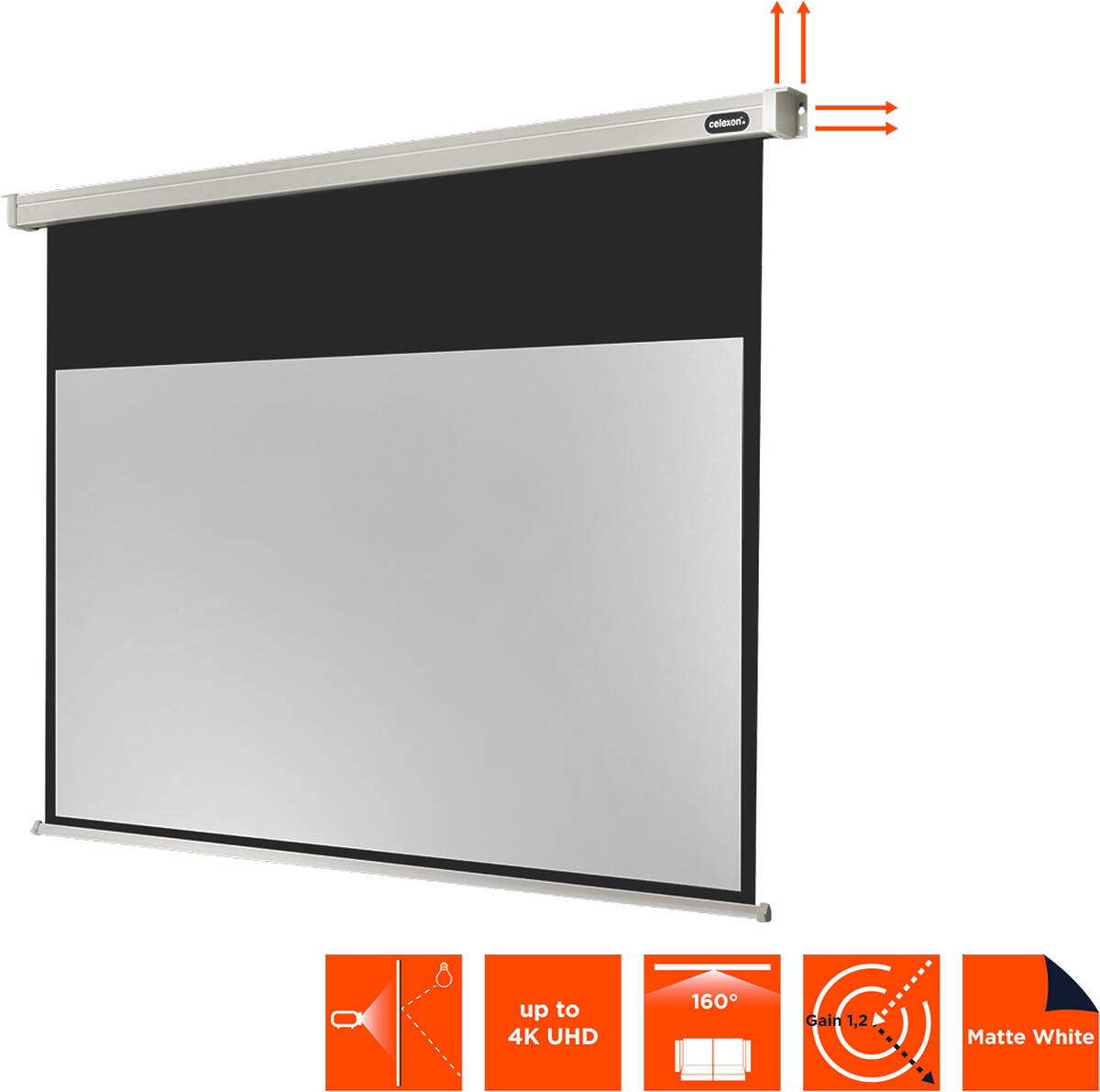 Celexon EP/210X118 95" (2.41m)
 16:9 aspect ratio projection screen product image. Click to enlarge.
