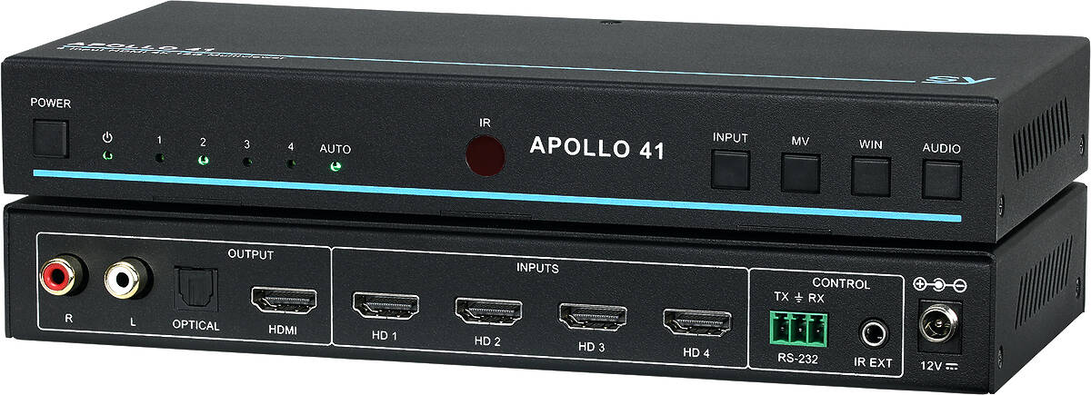 SY Electronics Apollo 41 4:1 4K HDMI Multi-Viewer and Seamless Swticher product image. Click to enlarge.