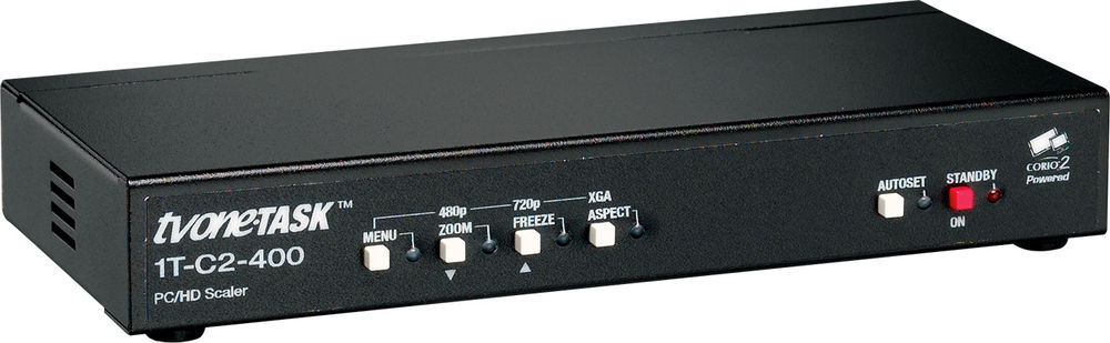 tvONE 1T-C2-400 PC/HDTV bidirectional scaler based on CORIO2 technology product image. Click to enlarge.