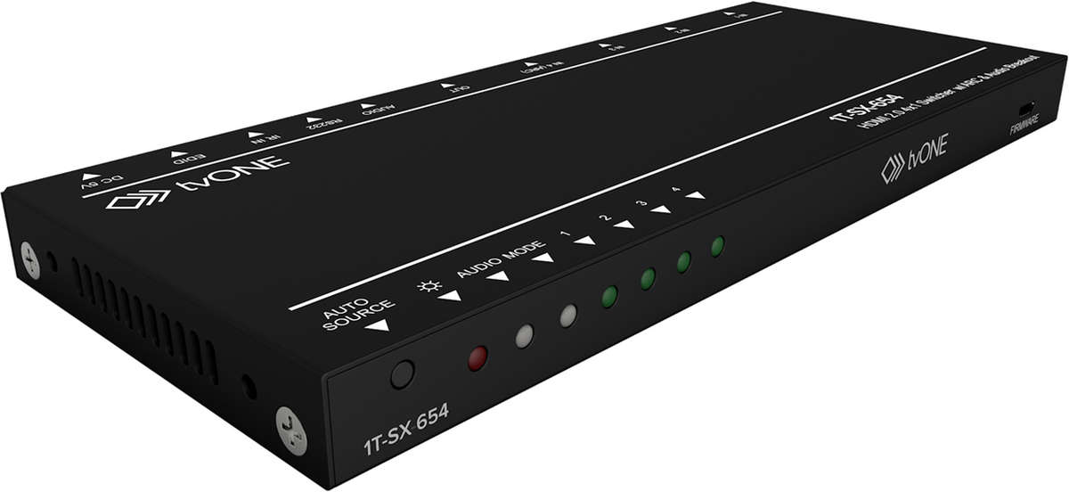 tvONE 1T-SX-654 4:1 4K HDMI 2.0 switcher product image. Click to enlarge.