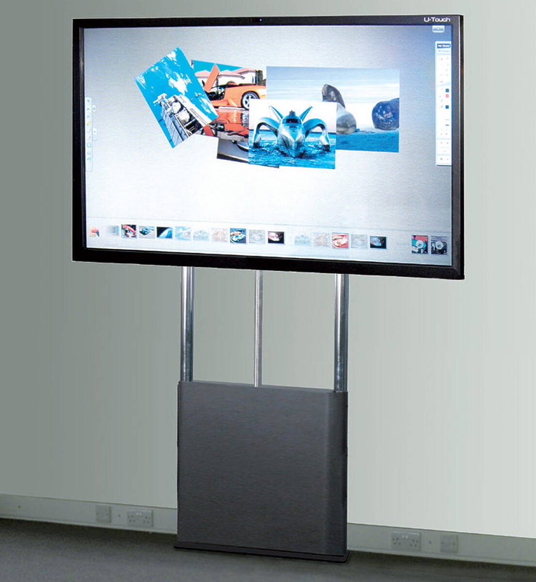 Unicol AVMW71 PowaLift Floor-to-Wall electric monitor lift for 33-70" Large Format Displays product image. Click to enlarge.