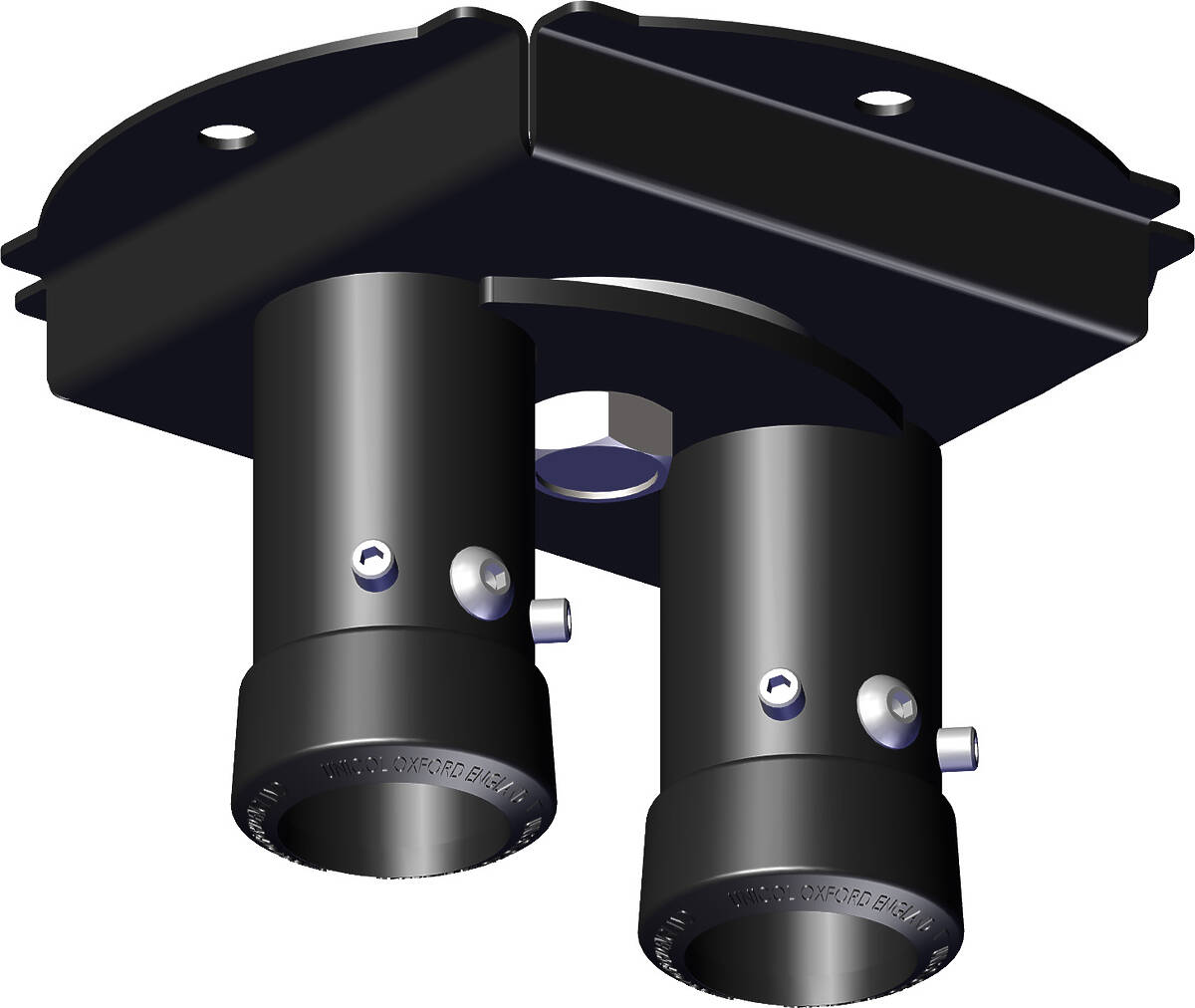 Unicol CP9 Twin Column Ceiling Plate with swivel - 220 × 180mm, Max 200kg product image. Click to enlarge.