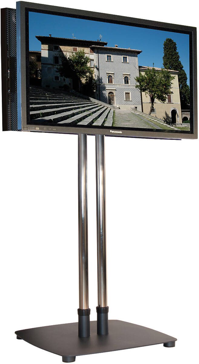 Unicol VSLBB-1500x2-PS8-PZX1x2 VS1000 Plinth base modular landscape stand for dual back-to-back screens up to 70" product image. Click to enlarge.