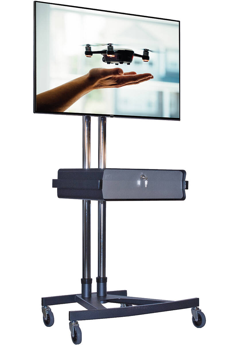Unicol VSS-1500X2-PS2-PZX1-VLC VS1000 Scimitar Modular Trolley for screens 43-70" product image. Click to enlarge.