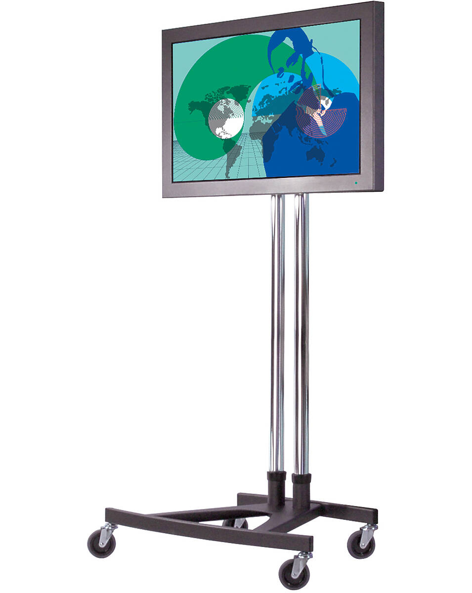 Unicol VSS-1500X2-PS2-PZX1 VS1000 Scimitar Modular Trolley for screens 43-70" product image. Click to enlarge.