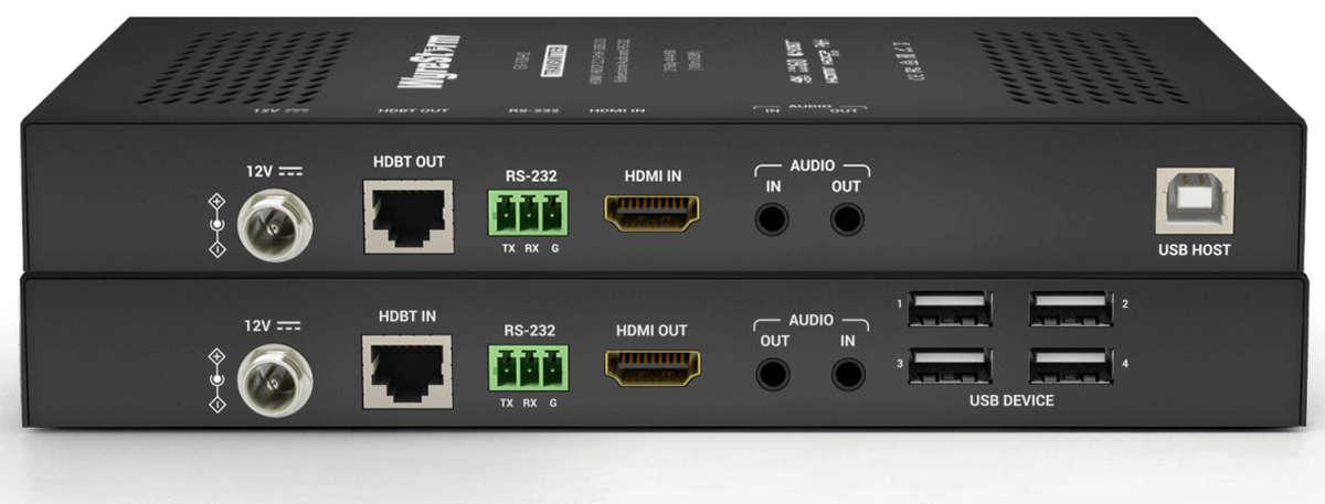 WyreStorm EX-100-H2 1:1 UHD HDMI / USB / PoH over HDBaseT 2.0 Extender Kit product image. Click to enlarge.