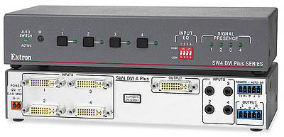 Switch from 2 or more DVI video inputs to 1 (mirrored on some models) outputs. Components