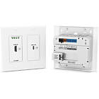 Extron DTP3 T 322 D 2:1 DTP3 / HDBaseT Wallplate Transmitter for 4K/60 HDMI 2.0b, USB-C Video, Data, Power, Control and Audio  finished in White (1 × HDMI, 1 × USB-C, 1 × 3.5mm Stereo Audio Input; 1 × DTP3 Output; Max 100m @ 4K/60 4:4:4, HDMI 18Gbps, USB-C DP Alt 21.6Gbps)