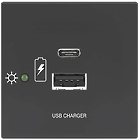 Extron Flex55 USB 311 PowerPlate Flex55 USB-C and USB-A Two outlet USB Charger finished in black (Max 45W on USB-C, 10W on USB-A)