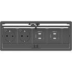 Kramer T-IN4-REC2(B) Rectangular 4 module surface access desk enclosure with lid finished in black product image