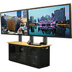Dual heavy duty display unit with triple 19" cabinet credenza