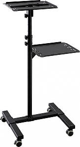 Height adjustable twin‑shelf projector tilting projection trolley finished in grey