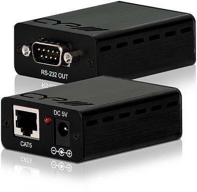 Devices to distribute RS-232 via standard or Cat5 cabling.Components