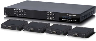 CYP PUV-44XPL-AVLC-KIT 4x4 HDMI 2.0 / IR / PoC / Ethernet to HDBaseT Matrix Switch inc. 4 × PUV-1710LRX-AVLC receivers product image