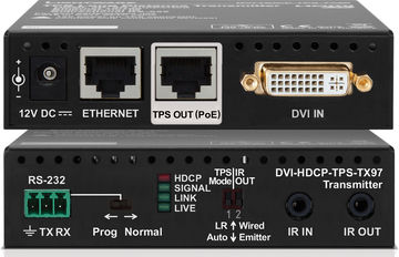 Lightware DVI-HDCP-TPS-TX97 1:1 HDBaseT DVI/IR/RS-232/Ethernet/PoE over Twisted Pair Transmitter product image